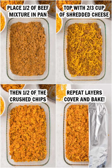 Dorrito Casserole, Dorito Taco Bake, Doritos Casserole Recipes, Taco Bar Ideas, Doritos Casserole, Spanish Rice Recipe Easy, Beef Taco Seasoning, Ground Beef Taco Seasoning, Easy Casserole Dishes