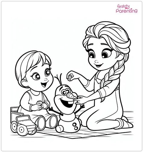 Baby Anna and Baby Elsa making Olaf Frozen Coloring Page Frozen Coloring Pages Free Printables, Elsa And Anna Coloring Pages, Frozen 2 Coloring Pages, Coloring Pages Frozen, Elsa Coloring Pages, Frozen Coloring Pages, Baby Coloring Pages, Minecraft Coloring Pages, Disney Princess Coloring Pages