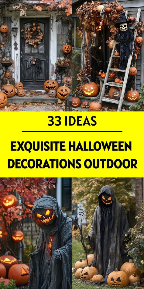 Craft an unforgettable halloween outdoor scene with decorations that blend horror and whimsy. Position grinning scarecrows, hang ghostly apparitions, and create a graveyard complete with fog. Offer 33 hairstyle choices for your undead creatures to keep things interesting. Use motion sensors to trigger spooky surprises. Scarecrow Halloween Decorations, Scary Outdoor Halloween Decor Front Yards, Scarecrow Halloween Yard Decoration, Outdoor Halloween Decorations Scary, Scary Outdoor Halloween Decorations, Ghost Scene, Spooky Diy Halloween Decor, Spooky Outdoor Halloween Decor, Zombie Decorations