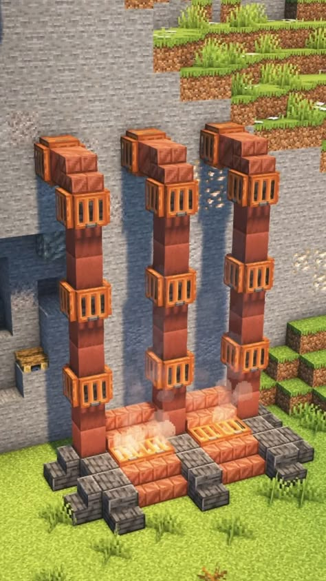 Minecraft Steampunk Decoration Ideas Tutorial Minecraft Survival Decorations, Minecraft Steampunk House Tutorial, Minecraft Teleporter Build, Minecraft Blacksmith Forge Ideas, Minecraft Build Ideas Village, Minecraft Medieval Buildings Blueprints, Minecraft Builds With Copper, Minecraft Grain Silo, Minecraft Dieselpunk