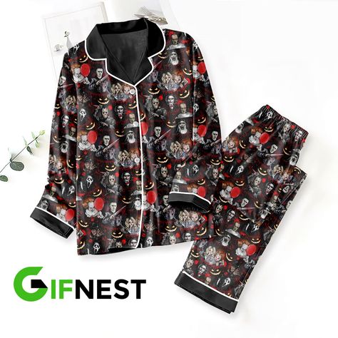 Beetlejuice Button Down Pajamas Set - ANHNV 5353 Check more at https://gifnestbuys.com/product/beetlejuice-button-down-pajamas-set-anhnv-5353/ Chucky Christmas, Button Down Pajamas, Professional Bull Riders, Christmas Pajamas Kids, The Artist Movie, Christmas Pajama Set, Satin Pyjama Set, Sleepwear & Loungewear, Pajamas Set