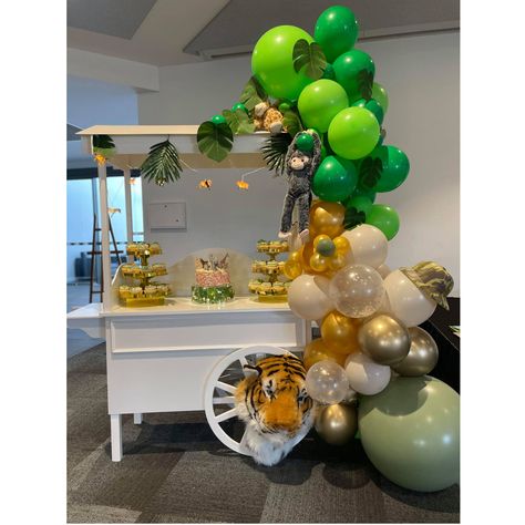 "Thank you so much for today, your work was amazing xx" A jungle/safari theme for a little boy who just loves animals! @Cockburn CRC Jungle Safari Theme, Jungle Theme Decorations, Candy Cart, Safari Birthday Party, Themed Desserts, Safari Birthday, Second Birthday, Safari Theme, Jungle Safari