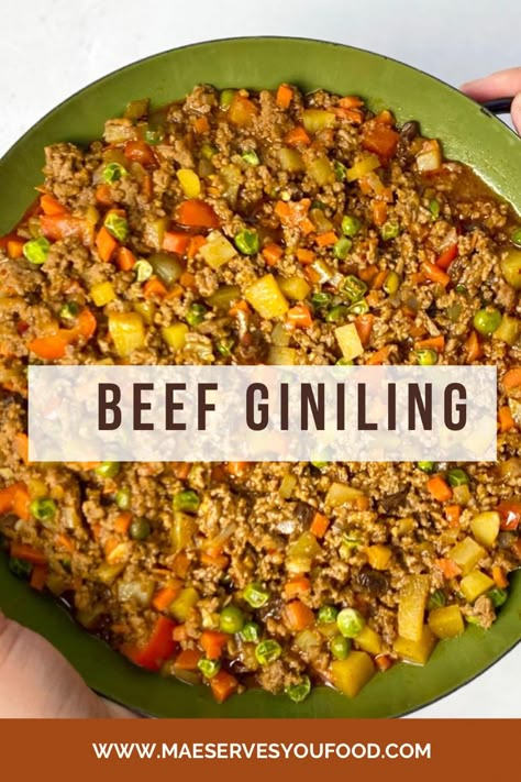 Giniling Recipe Ground Beef, Filipino Beef Dishes, Filipino Giniling Recipe, Pork Giniling Recipe Filipino Food, Filipino Ground Beef Recipes, Giniling Recipe Filipino Food, Beef Filipino Recipe, Ground Beef Filipino Recipe, Beef Giniling Recipe