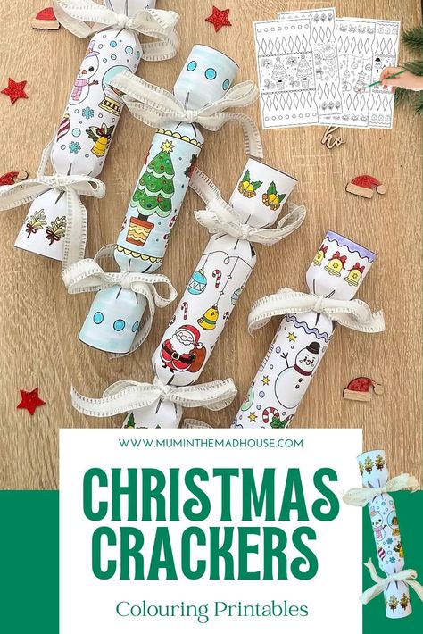 DIY Christmas Cracker Colouring Printables for Kids – Fun Holiday Craft Making Christmas Crackers, Crackers Noel, Homemade Christmas Crackers, Diy Crackers, Diy Christmas Crackers, Fun Holiday Crafts, Christmas Units, Diy Placemats, Free Printable Crafts