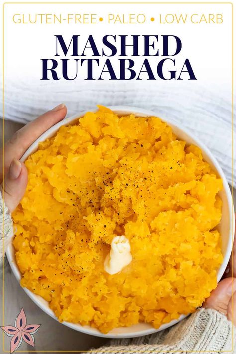 Perfect for Robert Burn's Night, St. Andrew's Day or anytime you need a low carb side dish recipe, this Mashed Rutabaga recipe is so quick and easy to make! Also known as Mashed Swede, there are just 3 ingredients in this easy side dish. Perfect for vegans, keto, and you can easily make this whole30 or paleo compliant as well. Mashed Rutabaga Recipes, Swede Recipes, Haggis Neeps And Tatties, Mashed Rutabaga, Rutabaga Recipes, Aip Keto, Burn's Night, Turnip Recipes, Vegan Keto Recipes