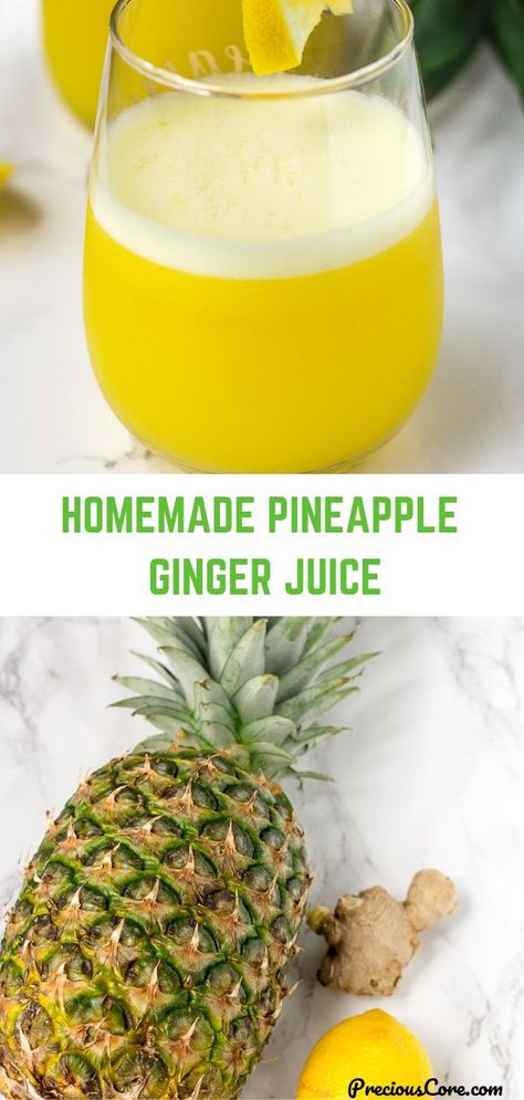 Pineapple Ginger Juice, Pineapple Juice Recipes, Juice Healthy, Pineapple Ginger, Healthy Nutrition Plan, Ginger Drink, Pineapple Water, Homemade Juice, Detox Juice Recipes