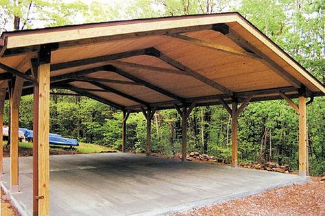 Estacionamiento Wood Pavilion, Picnic Shelter, Portable Carport, Covered Parking, Pavilion Plans, Carport Plans, Car Port, Pdf Design, Carport Garage