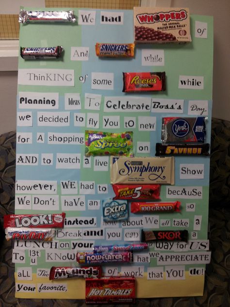 Candy Poster Board, National Bosses Day, Malted Milk Balls, Happy Boss's Day, Candy Bar Posters, Boss Day, Candy Board, Candy Poster, Boss Birthday