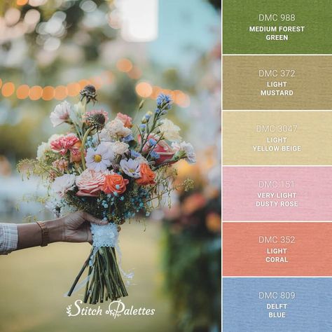 Wildflower Color Palette, Wedding Color Schemes Summer, Pastel Wedding Colors, Pastel Wedding Theme, Wedding Theme Color Schemes, Wedding Color Schemes Spring, Wildflower Wedding Theme, Wedding Color Palette Summer, Spring Wedding Color Palette