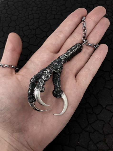 Solid Sterling Silver Raven claw necklace - inspired by tales of old, Viking magic and Celtic myth.