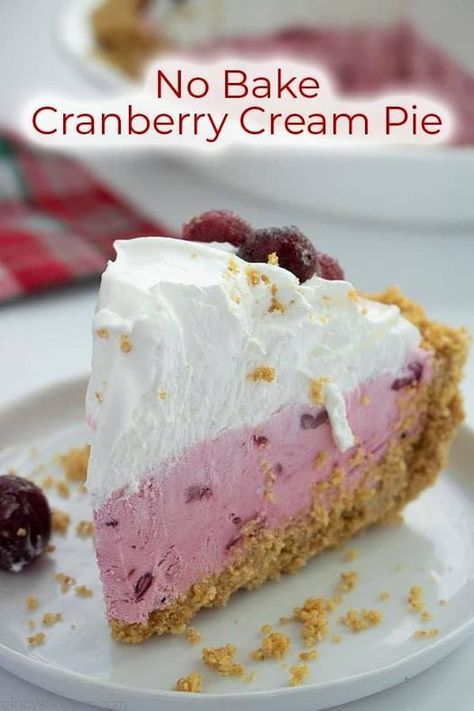 No Bake Cranberry Cream Pie Cranberry Filling, Cool Whip Pies, Thanksgiving Desserts Table, Cranberry Pie, Cherry Tomato Sauce, Dessert Board, Cranberry Cream Cheese, Turmeric Recipes, Cream Pie Recipes