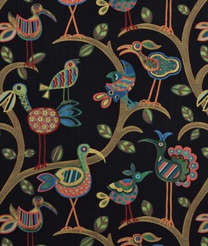 Swavelle / Mill Creek Crazy Ol Bird Midnight Fabric Peacock Fabric, Bird Fabric, Aqua Fabric, Mill Creek, Indigo Fabric, Silver Fabric, Woven Fabrics, Fabric Birds, How To Clean Furniture