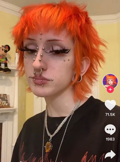 Goth Facial Piercings, Crowded Face Piercings, Full Face Of Piercings, Best Piercings For Face Shape, Face Piercing Combos, Cool Facial Piercings, Unique Facial Piercings, Overcrowded Facial Piercings, Lots Of Face Piercings