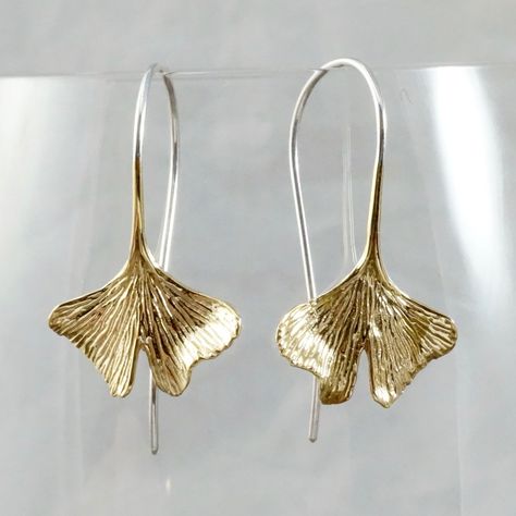 Leaf Earrings Ginko Leaf Earrings Dangle Earrings Brass | Etsy Gold Leaf Earrings, Wing Earrings, Leaf Pendant, Nature Jewelry, Brass Earrings, Circle Earrings, Earrings Dangle, Leaf Earrings, Flower Earrings