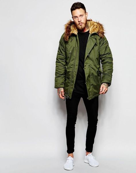 Parka Outfit Men, Parka Outfits, Green Parka Outfit, Parka Jacket Outfit, Green Jacket Outfit, Green Parka Jacket, Parka Outfit, Best Man's Outfit, Hoodie Outfit Men