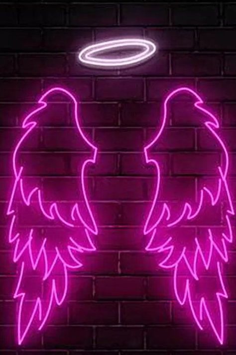 https://www.etsy.com/shop/brightneonco?section_id=1&page=1#items Neon Pink Tattoo, Pink Angel Wings Aesthetic, Angel Wings Neon Sign, Neon Wings, Wings Neon Sign, Bar Led Sign, Angel Wings And Halo, Pink Angel Wings, Fun Lights