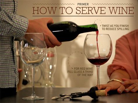 Whether you're sharing some wine with friends over a home-cooked meal or celebrating with a bottle of champagne with your girlfriend's parents, getting the details right not only allows everyone to enjoy the experience, but it shows you know what's up. Don't worry though, our breakdown of how to serve wine is easy to remember, with all the tricks of the trade. Wine Service Training, Wine Service, Wine Etiquette, Social Etiquette, Wine Vine, Wine Facts, Wine 101, Wine Folly, Wine Knowledge