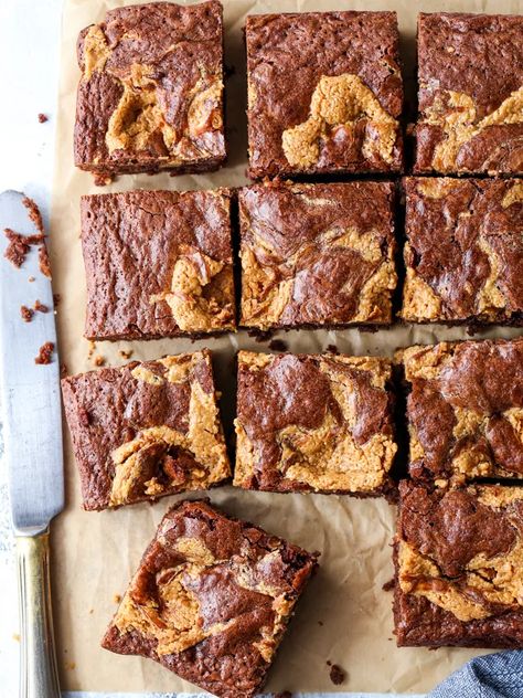 7 Layer Magic Cookie Bars, Peanut Butter Snacks Easy, Peanut Butter Brownies Recipe, Peanut Butter Swirl Brownies, Brownie Desserts Recipes, Completely Delicious, Chocolate Peanut Butter Brownies, Baking Chips, Magic Cookie Bars