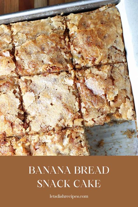 Banana Bread Snack Cake Banana Snack Cake, Snack Cake Recipe, Banana Desserts, Banana Bread Bars, Banana Bread Brownies, Banana Bread Cake, Banana Treats, Snack Cakes, Banana Dessert Recipes