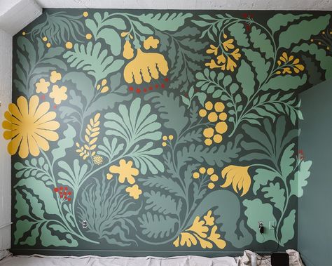 Jewel Tone Mural, Wall Mural Leaves, Archway Mural, Mexican Jungle, Studio Mural, Office Mural, Living Room Murals, Interior Murals, Wall Murals Diy