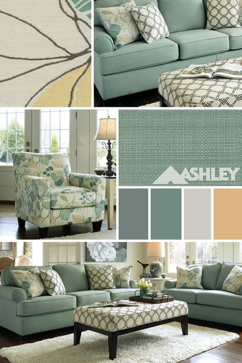 Mint Green Living Room Decor - Most Popular Interior Paint Colors Check more at http://mindlessapparel.com/mint-green-living-room-decor/ French Country Living Room, Shabby Chic Living Room, Living Room Color Schemes, Living Room Accessories, Trendy Living Rooms, Room Color Schemes, Country Living Room, Chic Living Room, Living Room Green