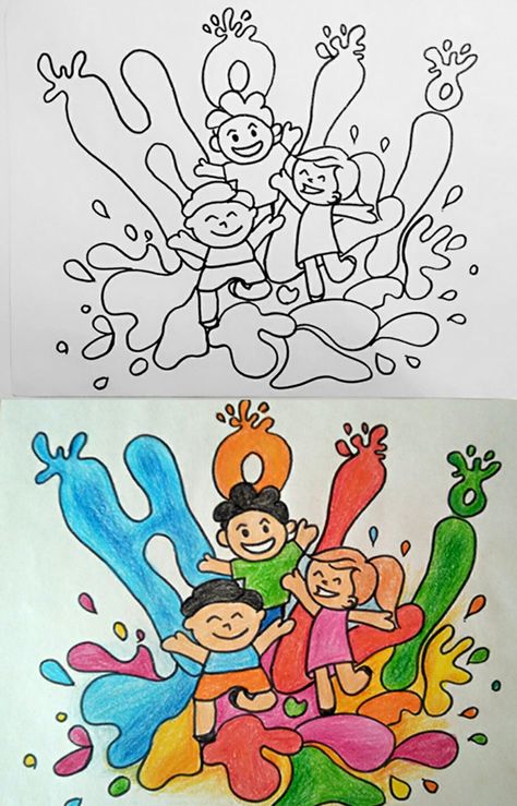 #holi_drawing #holi_2021 #colouring_page #kids_drawing Holi Colouring Pages For Kids, Holi Drawing For Kids Easy, Festival Drawing Easy, Holi Festival Drawing, Holi Drawing, Festival Drawing, Oil Pastel Colours, Art Lessons For Kids, Colouring Page