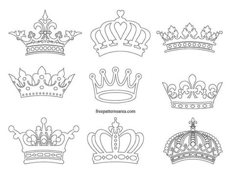 Printable Crown Templates in PDF Drawing File Crown Line Drawing, Crowns Drawings, Black And White Crown, Crown Outline, Crown Templates, Printable Crown, Cut Out Projects, Crown Vector, Crown Graphic