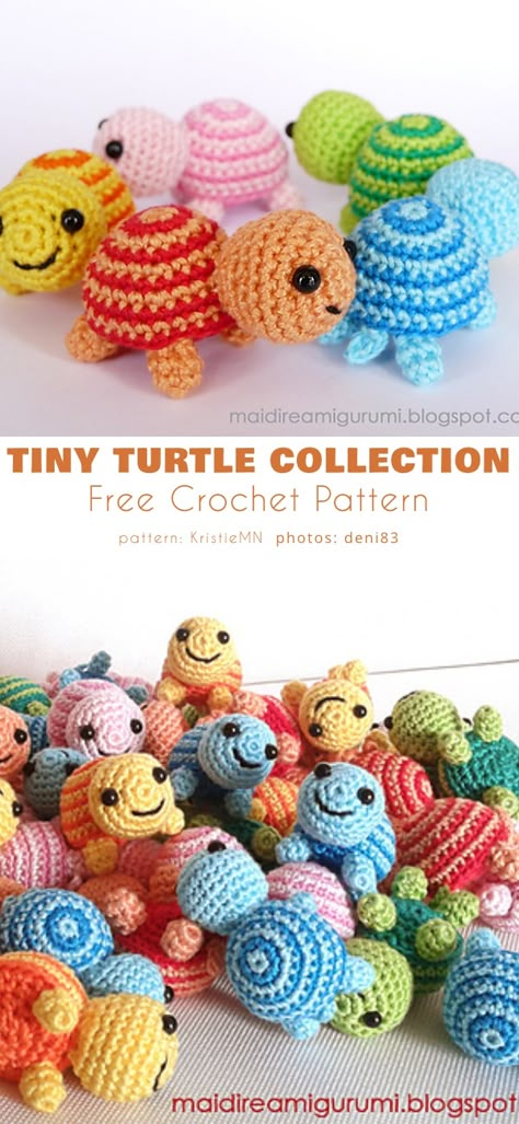 Crochet Turtle Pattern, Confection Au Crochet, Tiny Turtle, Crochet Turtle, Pola Amigurumi, Turtle Pattern, Crochet Animals Free Patterns, Crochet Amigurumi Free Patterns, Crochet Simple