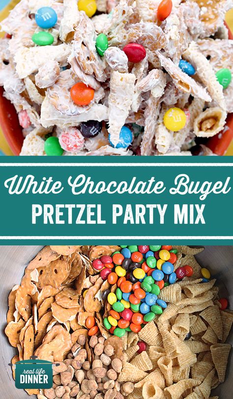 Bugles Snack Mix, Cereal Mixes, White Chocolate Snack Mix, Pretzel Party, Candy Pretzels, Chocolate Snack Mix, Specialty Desserts, Vbs Snacks, Pretzel Mix