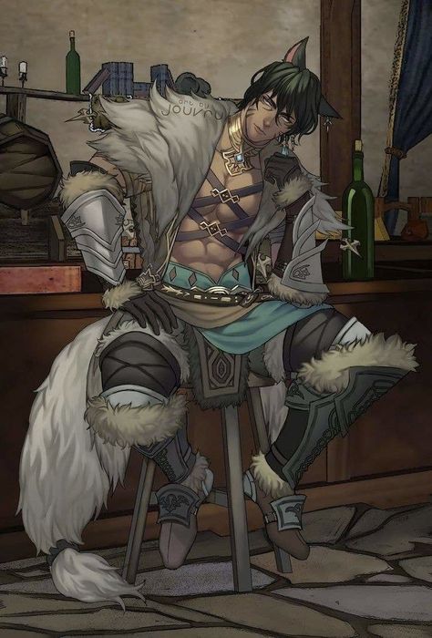 Credit to the artist, this guys looks awesome! Animal Traits, Muscle Abs, Concept Art Drawing, Character Design Male, Dnd Characters, Character Portraits, Handsome Anime, Creature Art, Fantasy Character Design