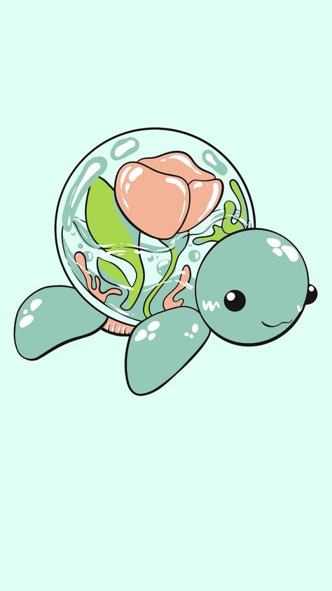 Cute Turtle Wallpaper Cartoon, Cute Sea Turtle Drawing, Turtle Wallpaper Iphone, Underwater Turtle, Canva Wallpaper, Sea Turtle Wallpaper, Turtle Background, Summer Prints Wallpaper, Sea Turtle Drawing