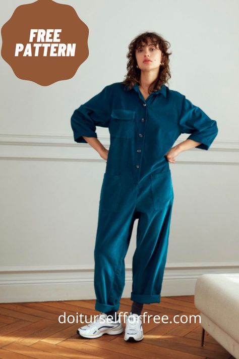 Jumpsuit Pattern Sewing Free, Diy Jumpsuit Pattern, Jumpsuit Pattern Free, Jumpsuits For Men, Coverall Pattern, Overalls For Men, Stylish Overalls, Onesie Pattern, Mens Sewing Patterns