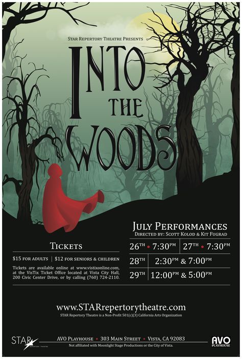 Into The Woods Playbill, Into The Woods Musical Poster, Into The Woods Poster, Fliers Design, Into The Woods Musical, Opera Poster, Broadway Party, Theatre Ideas, Woods Design