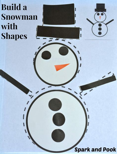 Build a Snowman with Shapes — Learning Here and There Snowman Paper Crafts, Paper Crafts Templates, Snowman Activities, Snowmen Activities, Printable Snowman, Make A Snowman, Winter Activities For Kids, Activities For Preschool, Learning Shapes