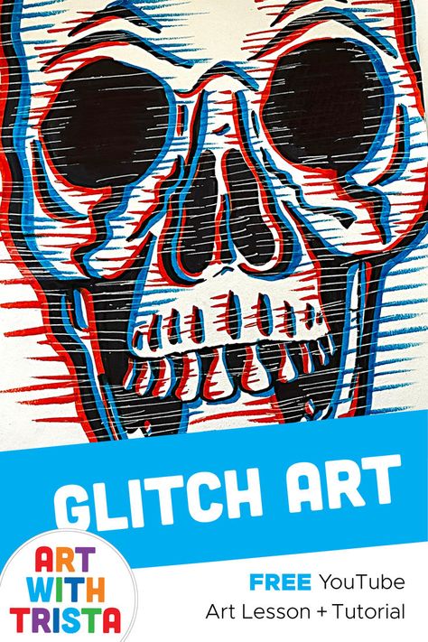 How to make any line drawing into a glitch art drawing with these easy steps. Fun and easy art lesson for kids. Glitch Art Drawing, Glitch Drawing Ideas, Line Art Projects, Line Art Lesson, Op Art Lessons, Elementary Art Lesson Plans, Video Drawing, Easy Art Lessons, Middle School Lesson Plans