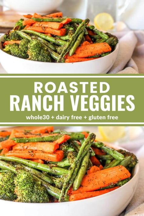 Roasted Ranch Veggies have all the crispy bits you love in roasted vegetables (my favorite part) plus lots of seasonings and herbs to deliver that big ranch flavor! Ranch Veggies, Vegetarian Sausages, Healthier Meals, Roasted Vegetable Recipes, Summer Meals, Whole30 Recipes, Healthy Choice, Roasted Broccoli, Recipe Board