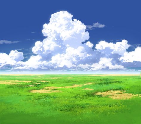 Clip Studio Paint Tutorial, Studio Ghibli Background, Hope Inspiration, Grass Background, Scenery Background, Clip Studio Paint, Summer Blue, Fantasy Landscape, Anime Background