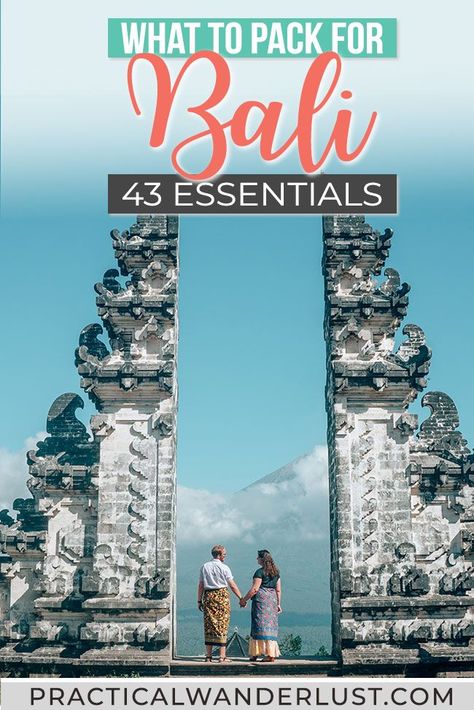 The essential Bali packing list for men & women. Here's what to pack for Bali and everything you need to plan your trip! #travel #bali What To Pack For Bali Holiday, Packing For Bali Woman, Packing For Bali, Bali Packing List Woman, What To Pack For Bali, Packing List For Men, Travelling Bali, Bali Packing List, Bali Itinerary