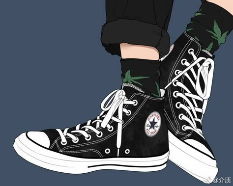 Converse Shoes Reference, Converse Reference, Sneaker Drawing, Converse Drawing, Shoes Reference, Sneakers Drawing, Art Outfits, Shoes Drawing, Wallpaper Animes