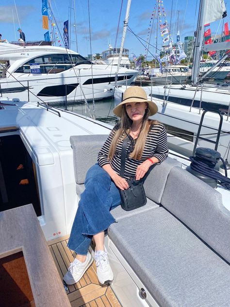 Going to a boat show?  Here's what to wear!  #boatshow #boatshowoutfit #whattoweartoaboatshow #summeroutfit #summeroutfitforwomenover50 #midlifestyle #styleover50 #styleover40 #classicstyle #travelstyle Retinol Skincare Routine, Retinol For Beginners, Autumn Fashion Over 40, Trip Outfit Summer, Middle Aged Women Fashion, Boat Outfit, Best Retinol, Retinol Skincare, Skin Care Ingredients