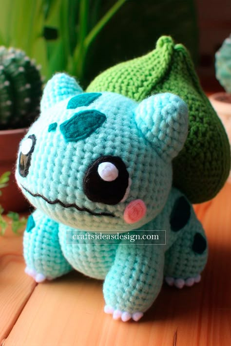 Pokémon - Crafts Ideas Crochet Bulbasaur, God Crafts, Bulbasaur Pokemon, Pikachu Crochet, Pokemon Crochet Pattern, Pokemon Bulbasaur, Crochet Pokemon, Pokemon Pattern, Crochet Toys Free