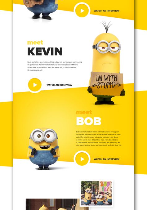 Minions movie webdesign I made for fun in few hours. Love them! Disney Website Design, Creative Website Design Layout Ideas, Cartoon Website Design, Landing Page Web Design, Website Showcase, Mailing Design, Web Design Websites, Minion Movie, Email Template Design