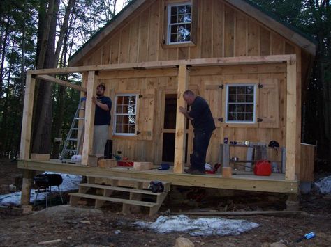 Diary of a 20x24 cabin going up in NH 20x24 Cabin, Cabin Addition, Small Cabin House, Lofted Cabin, Modern Log Cabins, Small Cabin Plans, Off Grid Cabin, Hunting Cabin, Lake Cabin