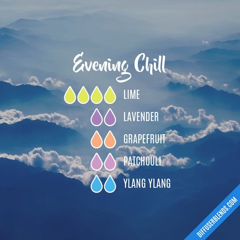 Evening Chill - Essential Oil Diffuser Blend Relaxing Evening Diffuser Blend, Evening Essential Oil Diffuser Blends, Evening Essential Oil Blends, Chill Essential Oil Blend, Chill Diffuser Blend, Evening Diffuser Blends, Oils For Energy, Eo Blends, Helichrysum Essential Oil