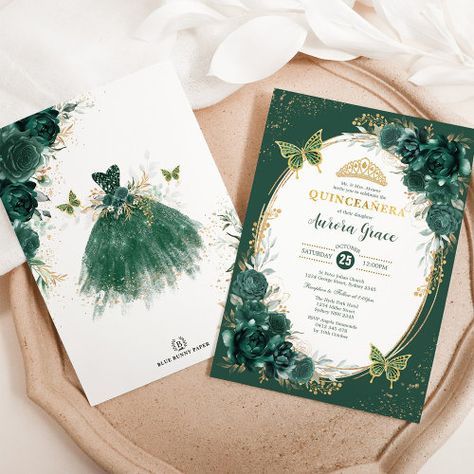 Enchanted Forest Theme Quinceanera, Enchanted Forest Quinceanera Theme, Enchanted Forest Quinceanera, Forest Invitation, Invitations Quinceanera, Butterfly Invitation, Debut Invitation, Enchanted Forest Theme, Quince Invitations