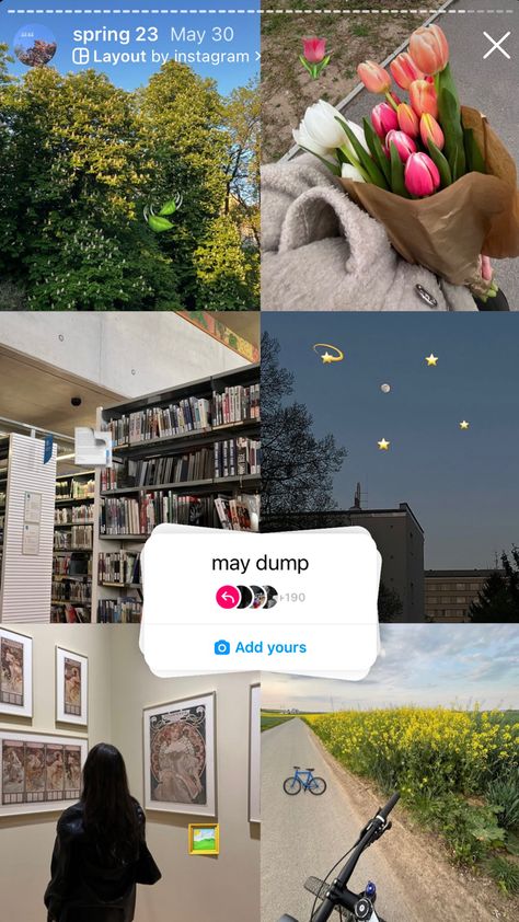 May Dump Instagram Story, Dump Story Instagram, Insta Dump Ideas, Dump Instagram Story, Aesthetic Layout Ideas, Solo Date Aesthetic, Monthly Dump, Instagram Story Collage, Layout Insta