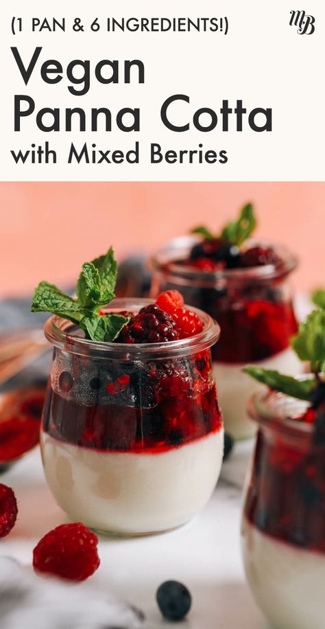 We cracked the code on Vegan Panna Cotta and are sharing alllll our secrets. 1 pan + 6 ingredients = drool-worthy results. Top with our mixed berry compote for a show-stopping dessert that’s SO quick + easy to make! Vegan Panna Cotta, Berry Compote, Minimalist Baker, Quick Easy Desserts, Desserts Vegan, Elegant Desserts, Creamy Desserts, Vegan Treats, Mixed Berries