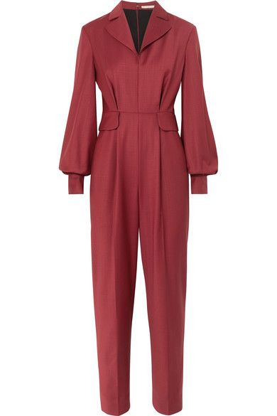 Jump Suites Elegant, Jump Suites, Wool Jumpsuit, Burgundy Jumpsuit, Bottega Veneta Clutch, Emilia Wickstead, Silhouette Illustration, Fantasy Closet, Dressy Pants