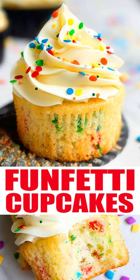 Funfetti Cupcakes From Box Cake Mixes, Funfetti Recipes, Homemade Funfetti Cupcakes, Funfetti Cupcake Recipe, Birthday Parties For Kids, Cupcakes Funfetti, Cupcakes Homemade, Confetti Cupcakes, Funfetti Cupcakes