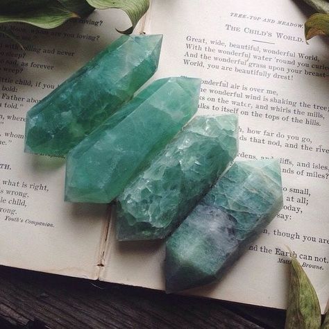 Karma Yoga, Crystal Vibes, Crystal Aesthetic, Purple Fluorite, Pretty Rocks, Green Fluorite, Crystal Magic, Green Gems, Minerals And Gemstones